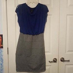 Black and white with royal blue dress